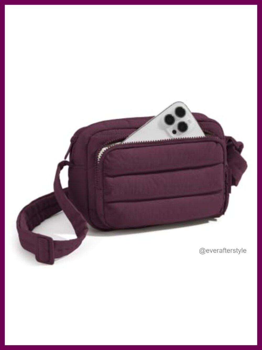 RFID Blocking Nylon Crossbody Bag Puffer Small Purse Adjustable Strap